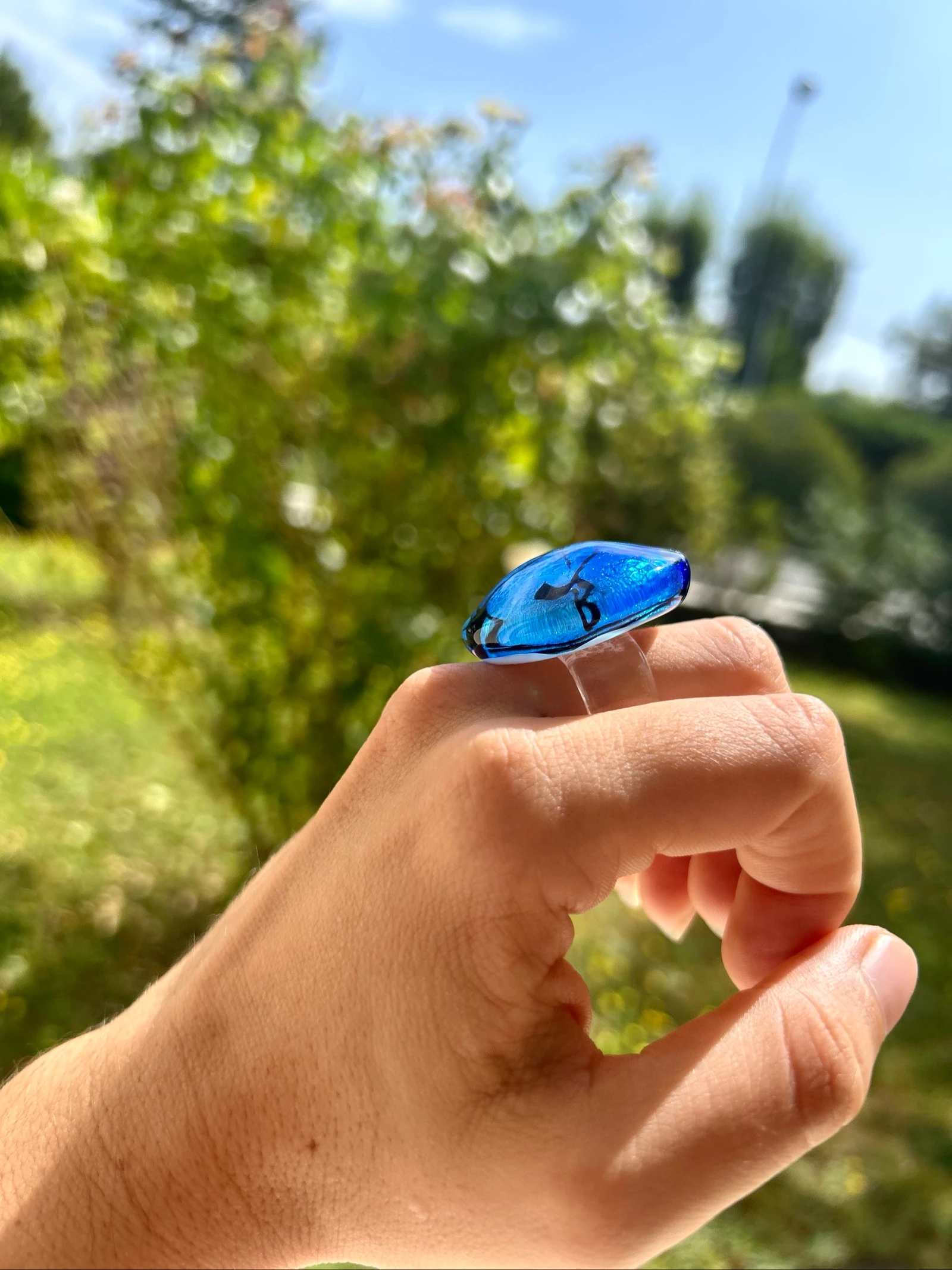 Anel turquesa em vidro soprado de Murano – photo 3